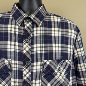 Vintage 1970's Pine Grove Men's Blue Flannel Plaid Jacket Large Shacket Quilted